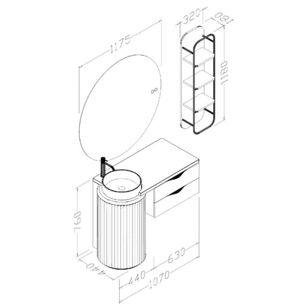 Aquanil Lotus Sıngle 105 cm Vizon Banyo Dolabı