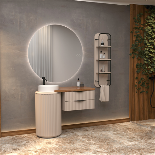 Aquanil Lotus Sıngle 105 cm Vizon Banyo Dolabı