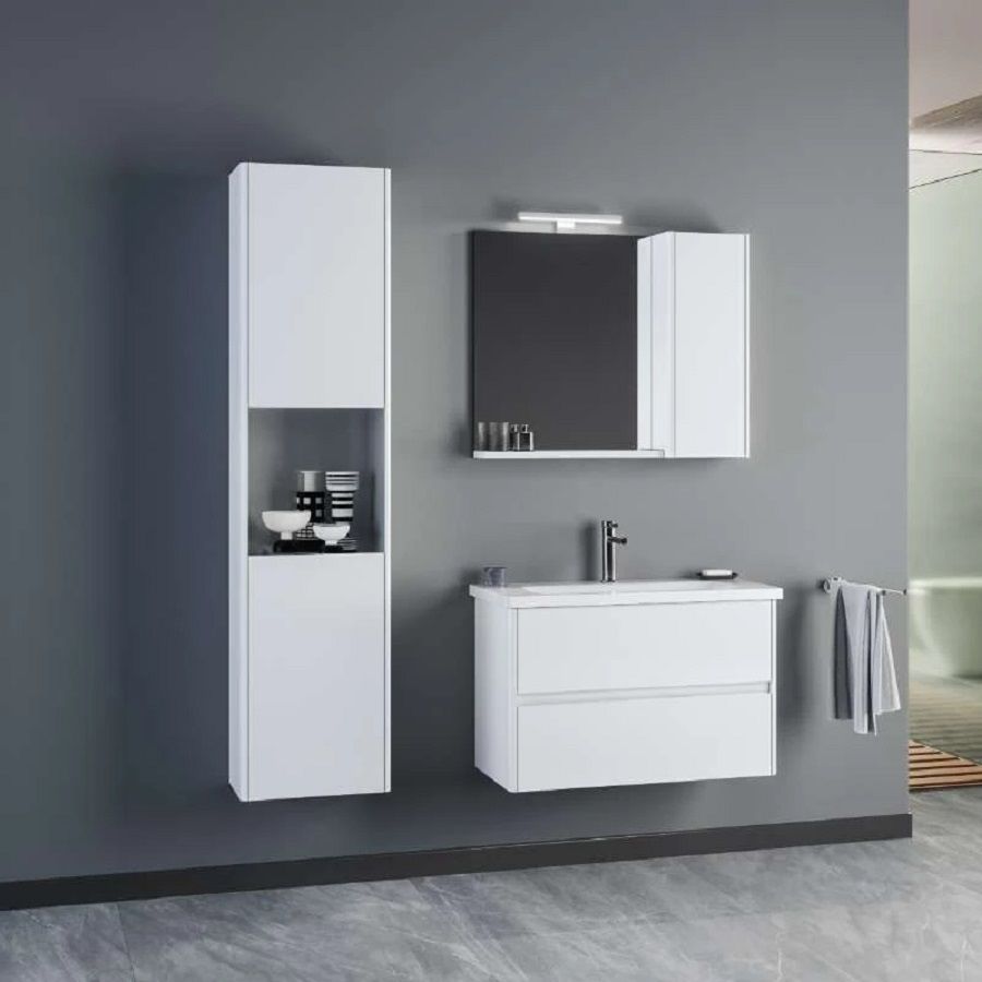 Orka Düden Çekmeceli 100 cm Beyaz Banyo Dolabı