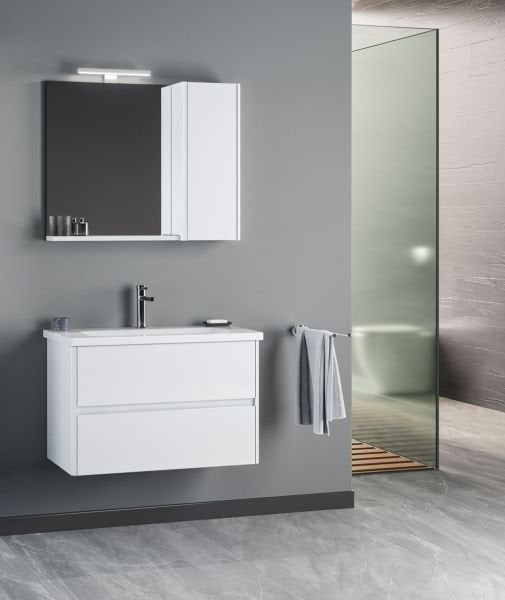 Orka Düden Çekmeceli 80 cm Beyaz Banyo Dolabı