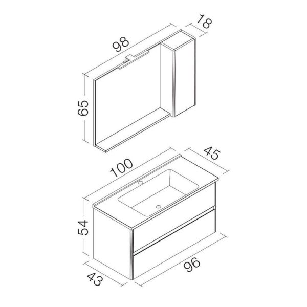 Orka Düden Çekmeceli 100 cm Odean Kızıl Ceviz Banyo Dolabı