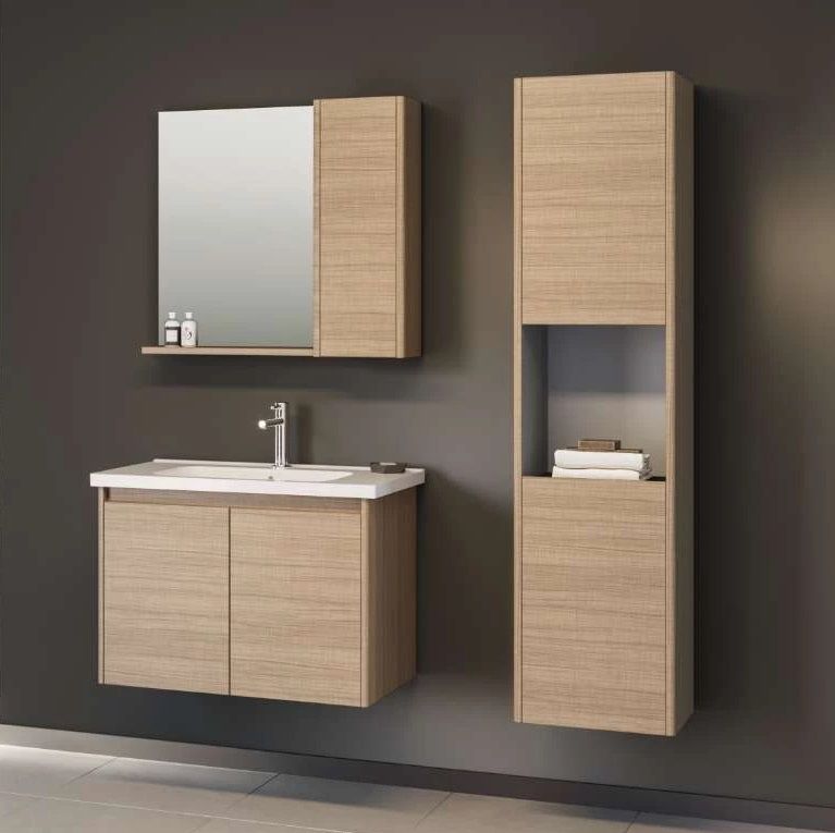 Orka Düden Kapaklı 80 cm Odean Beyaz Meşe Banyo Dolabı