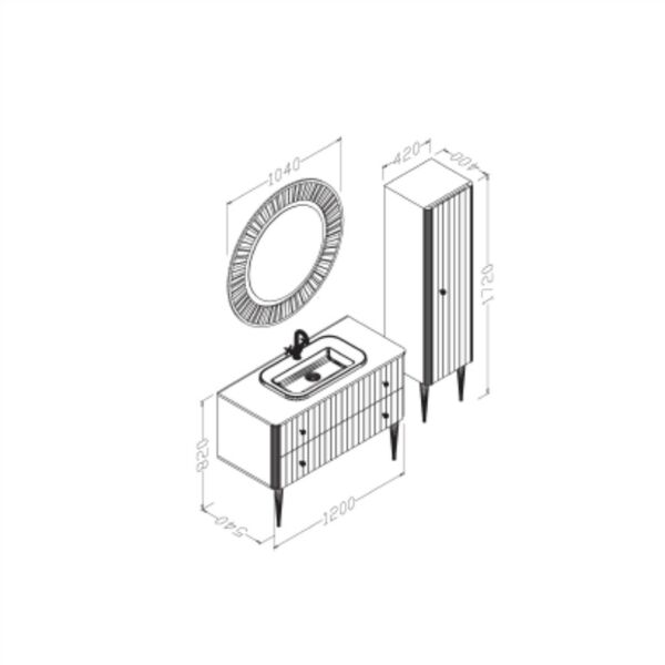 Aquanil Solaris 120 cm Vizon Banyo Dolabı