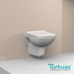 Turkuaz Duru Asma Klozet (Yavaş Kapanır Kapak Dahil)