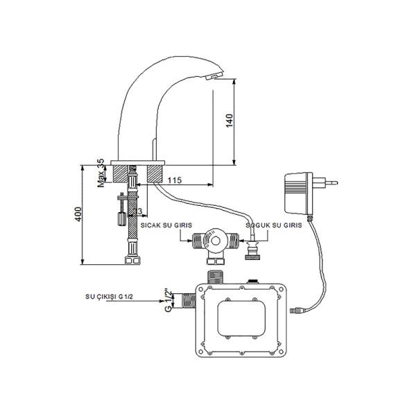 NEWARC Elit Fotoselli Lavabo Bataryası Altın