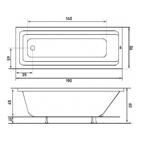 Shower Poleti 190x90 cm Taşmalı Özel Küvet
