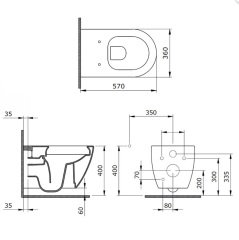 BOCCHI Venezia Rimless Asma Klozet, Parlak Turuncu Kapak Dahil