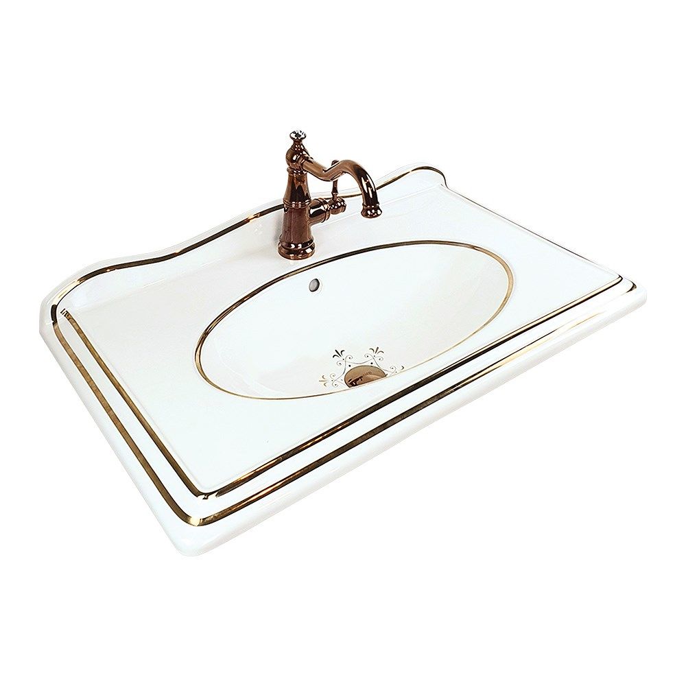 Pure Victorian Beyaz-Rose Gold Etajerli Lavabo 81 cm