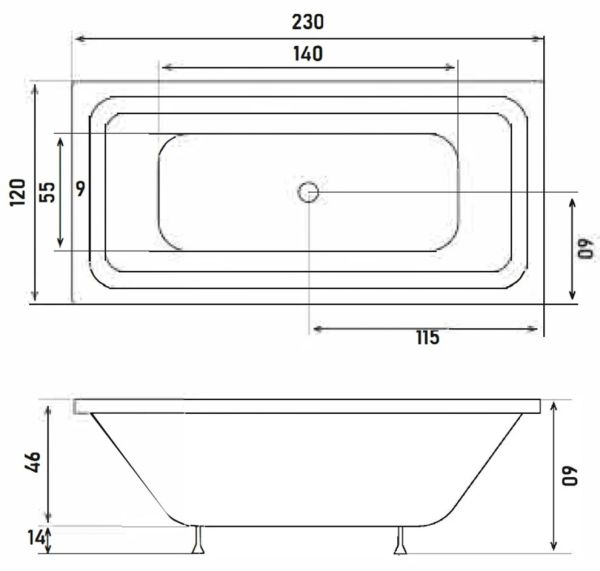 Shower Poleteria 230x120 cm Taşmalı Özel Küvet