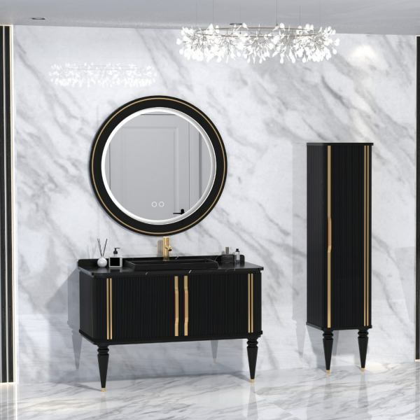 Aquanil Laura 100 cm Siyah Banyo Dolabı