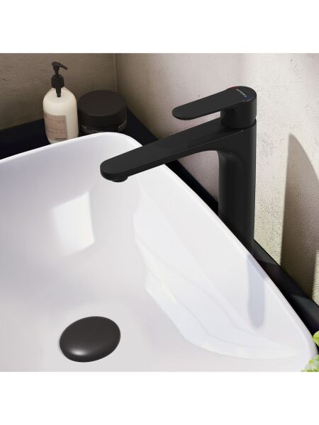 Artema Root Round Tezgah üstü Lavabo Bataryası, Mat Siyah