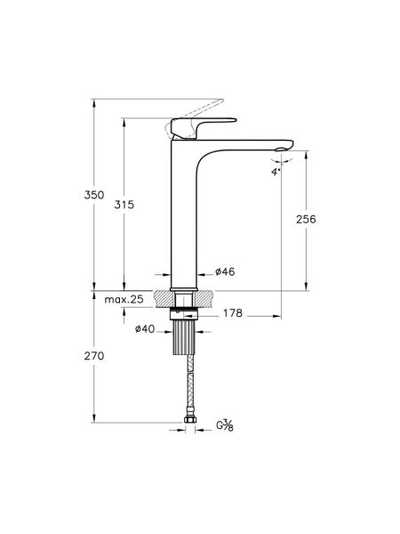 Artema Root Round Tezgah üstü Lavabo Bataryası, Mat Siyah