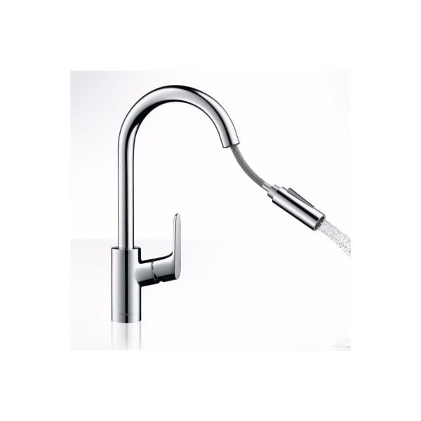 Hansgrohe Focus Tek kollu eviye bataryası 240, çekilebilir el duşu ile