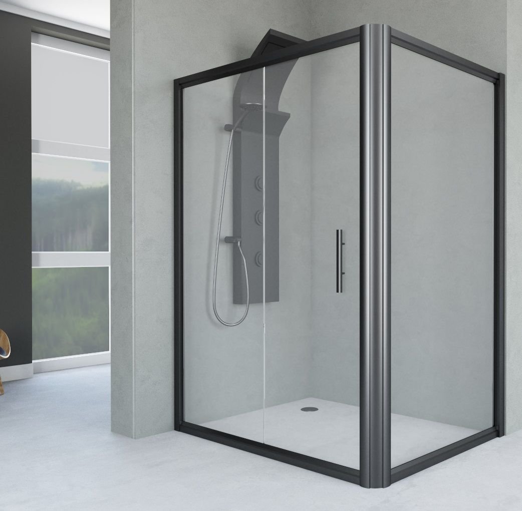 Aquanil Veneta 80x120 Mat Siyah Dikdörtgen Duşakabin