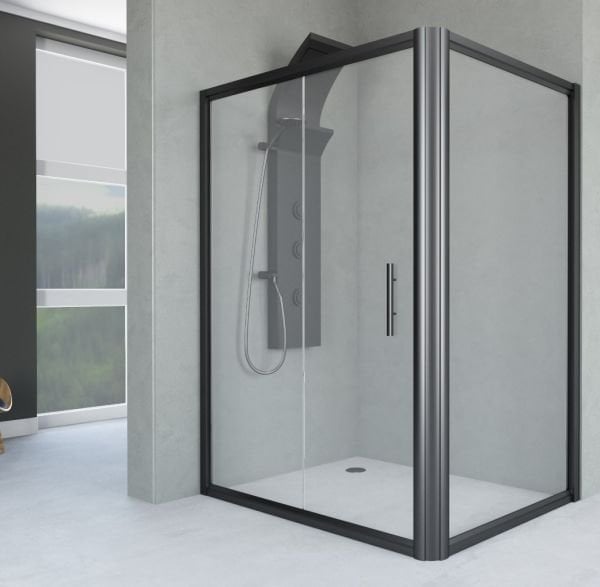 Aquanil Veneta 80x120 Mat Siyah Dikdörtgen Duşakabin