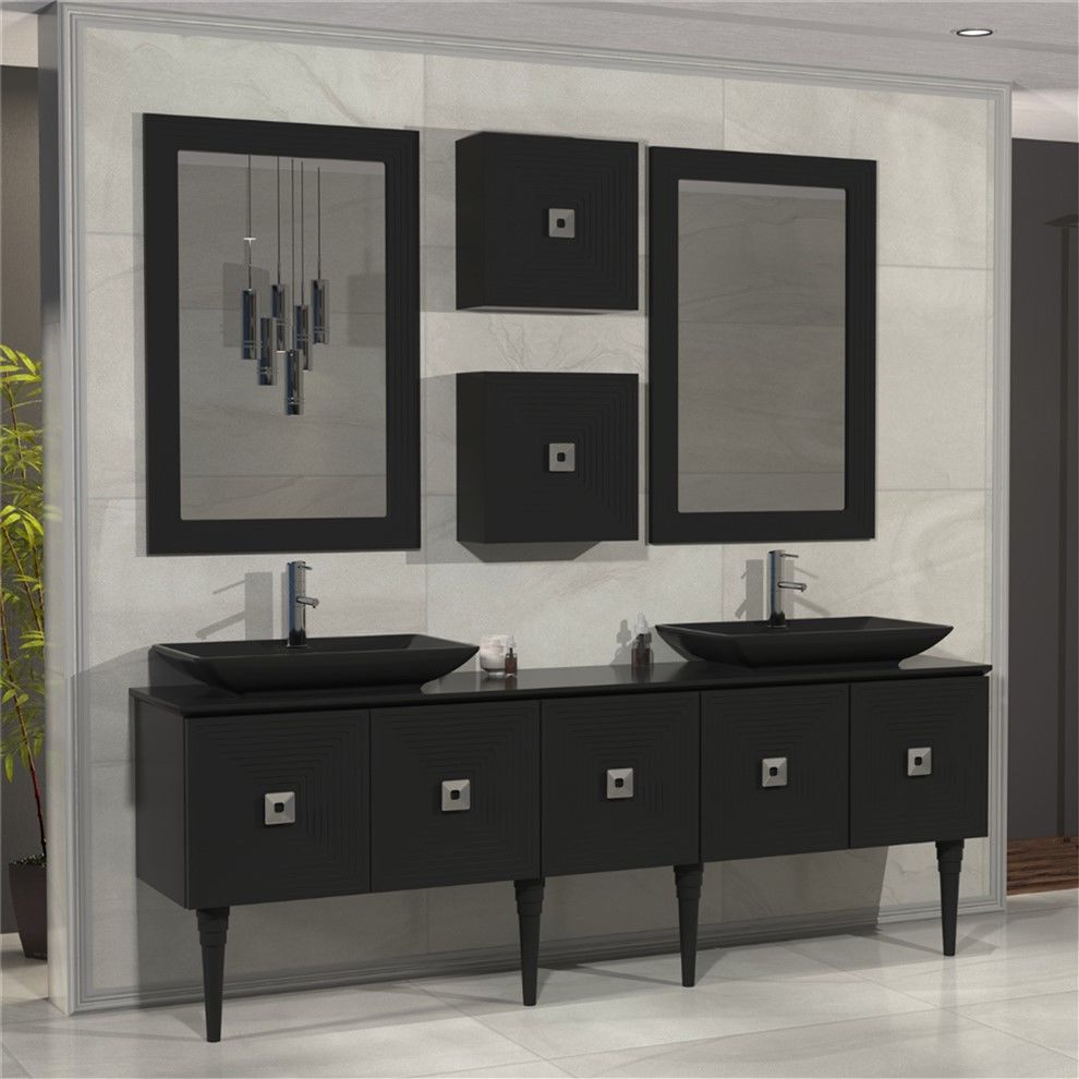 Aquanil Mostar 200 cm Siyah Banyo Dolabı