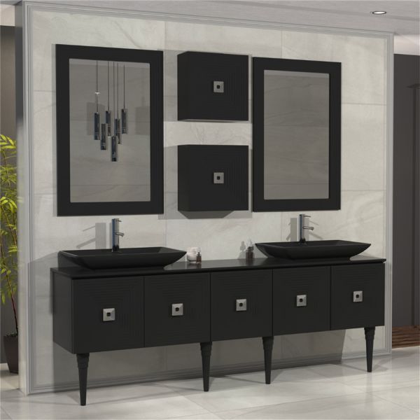 Aquanil Mostar 200 cm Siyah Banyo Dolabı