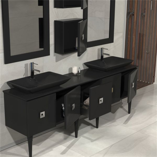 Aquanil Mostar 200 cm Siyah Banyo Dolabı