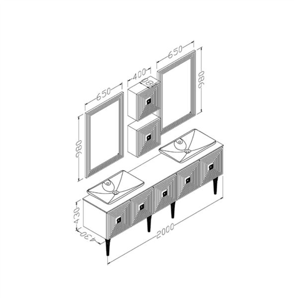 Aquanil Mostar 200 cm Siyah Banyo Dolabı