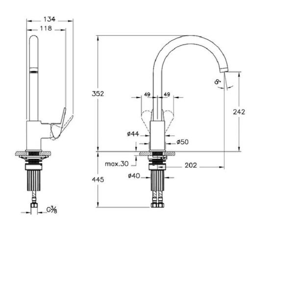 Artema Flow Round Eviye Bataryası Krom