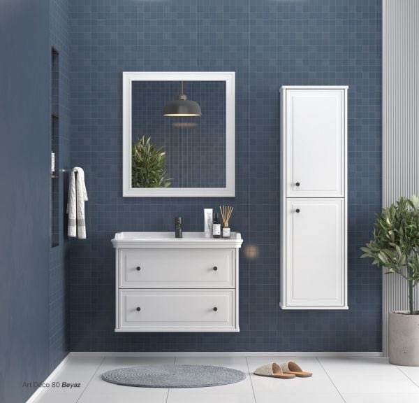 Shower Art Deco 80 cm Beyaz Banyo Dolabı