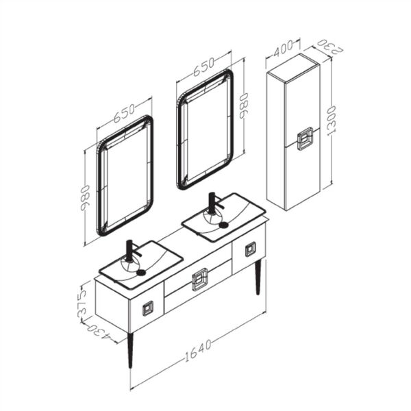 Aquanil Basel 160 cm Beyaz Kayın Banyo Dolabı