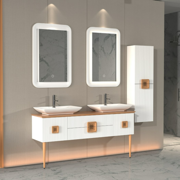 Aquanil Basel 160 cm Beyaz Kayın Banyo Dolabı