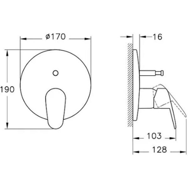 Artema Flow Round Ankastre Banyo Bataryası Krom