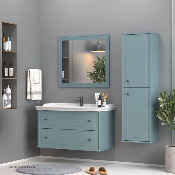 Shower Art Deco 100 cm Petrol Mavi Banyo Dolabı