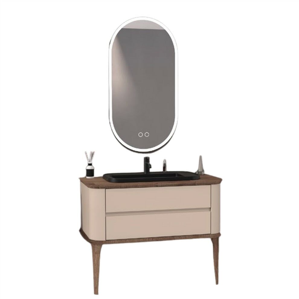 Aquanil Pier 100 cm Banyo Dolabı Vizon-Kayın