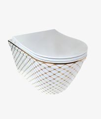 Pure Concept Asma Klozet Geometrik Beyaz Altın Kanalsız