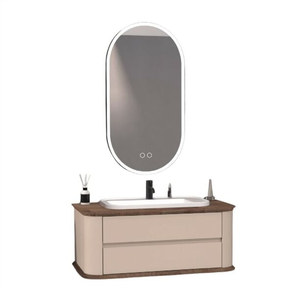 Aquanil Pier 100 cm Banyo Dolabı Vizon-Kayın