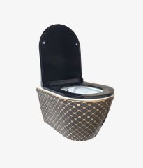 Pure Concept Asma Klozet Geometrik Siyah Altın Kanalsız