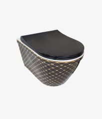 Pure Concept Asma Klozet Geometrik Siyah Altın Kanalsız