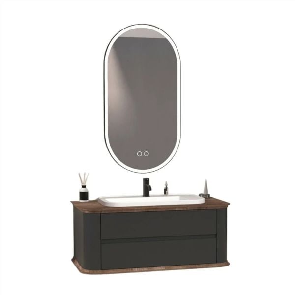 Aquanil Pier 100 cm Banyo Dolabı Antrasit-Kayın
