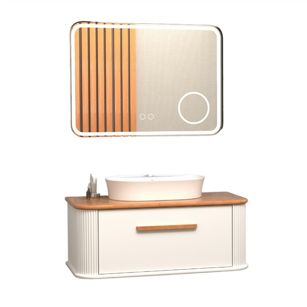 Aquanil Casse 100 cm Beyaz Kayın Banyo Dolabı