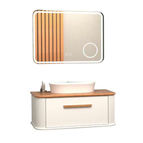 Aquanil Casse 100 cm Beyaz Kayın Banyo Dolabı