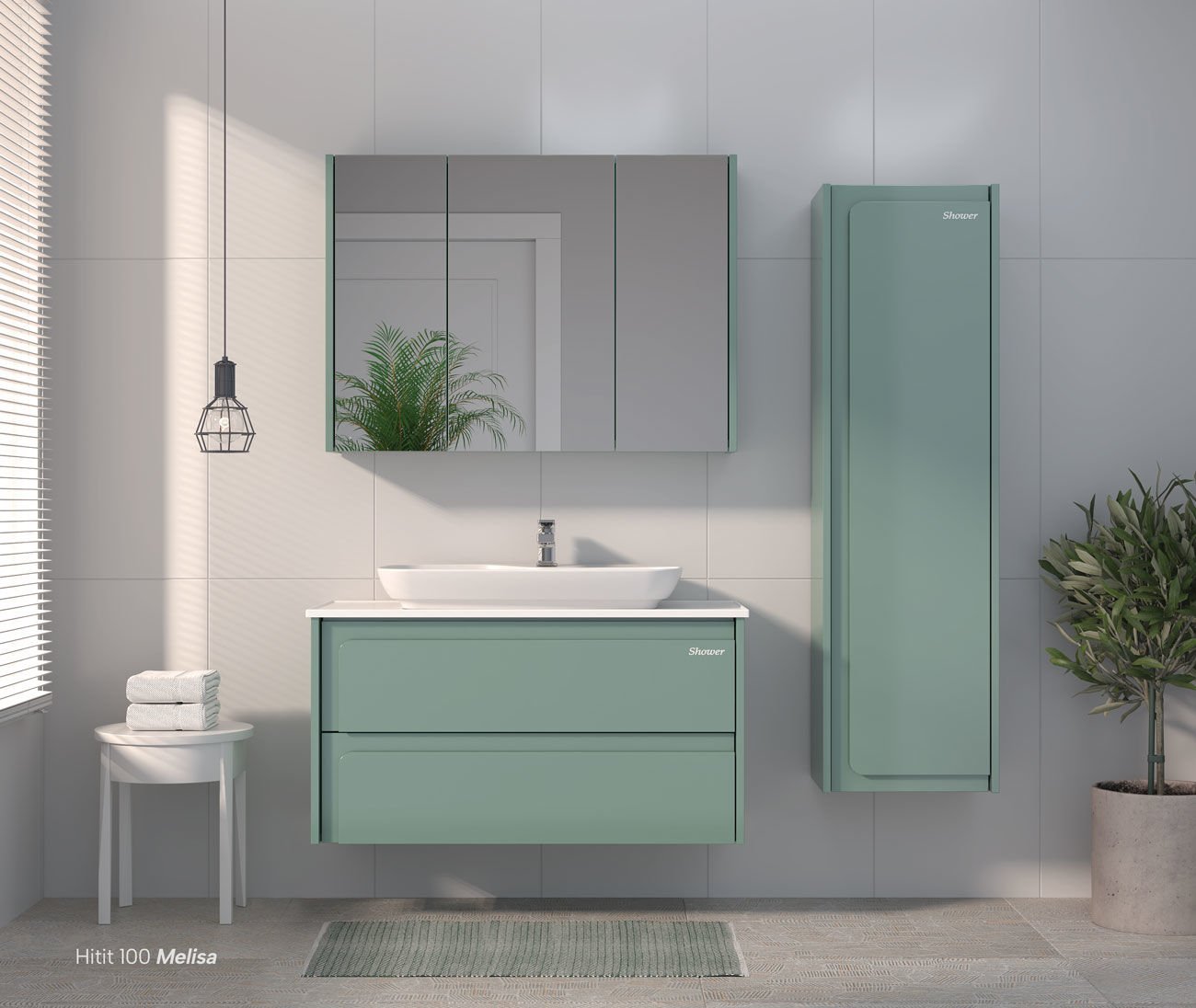 Shower Hitit 100 cm Melisa Banyo Dolabı