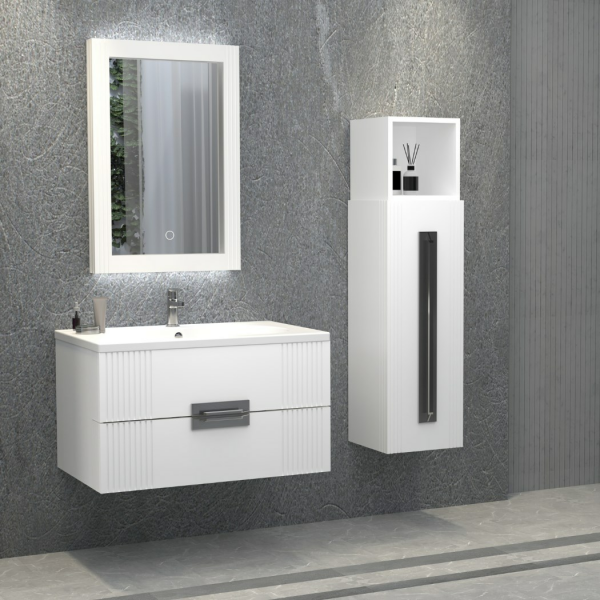 Aquanil Nueva 80 cm Beyaz Banyo Dolabı