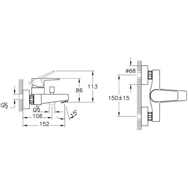 Artema Flow Square Banyo Bataryası, Mat Siyah