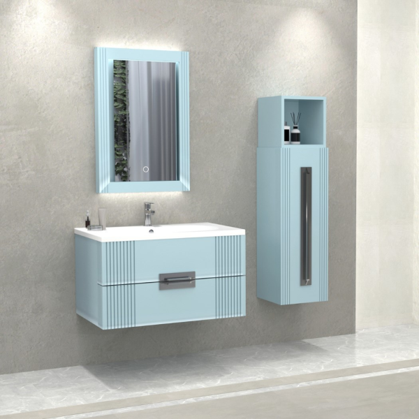 Aquanil Nueva 80 cm Turkuaz Banyo Dolabı