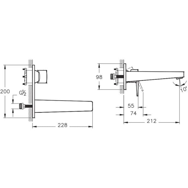 Artema Flow Square Ankastre Lavabo Bataryası Krom
