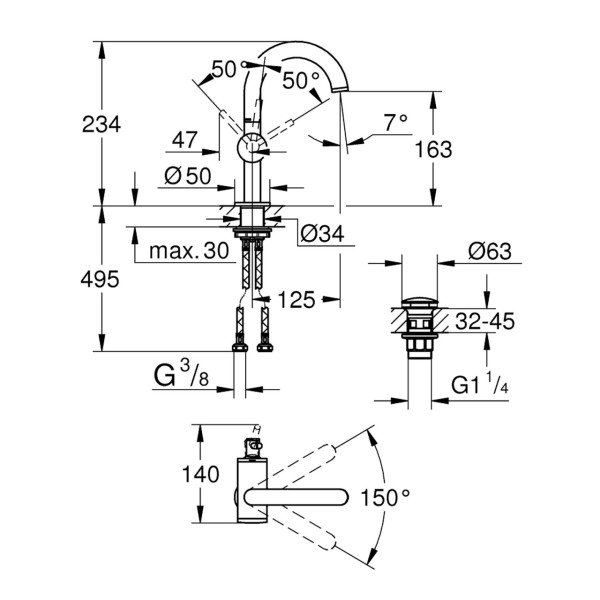 Grohe ATRİO TEK KUMANDALI LAVABO BATARYASI M-BOYUT