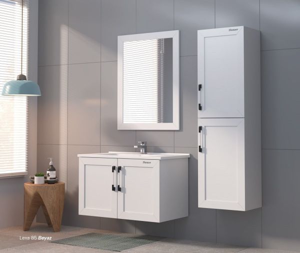 Shower Lexa 85 cm Beyaz Banyo Dolabı