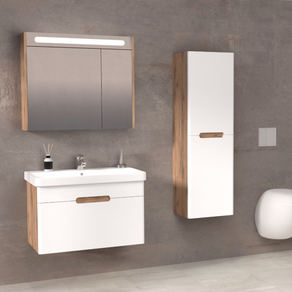 Aquanil Olimpia 80 cm Dorado-Beyaz Banyo Dolabı