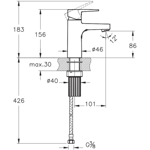Artema Flow Square Lavabo Bataryası, Mat Siyah