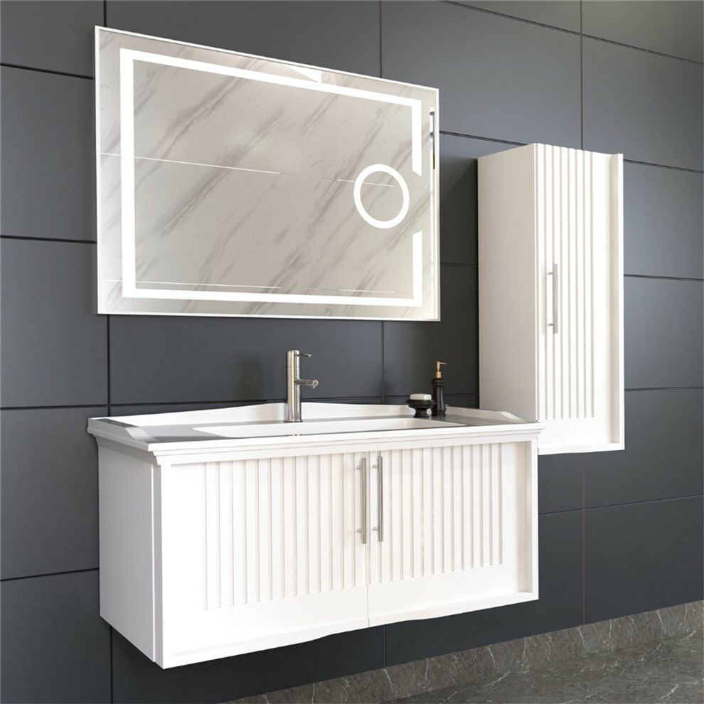 Aquanil Sagra 100 cm  Banyo Dolabı Beyaz