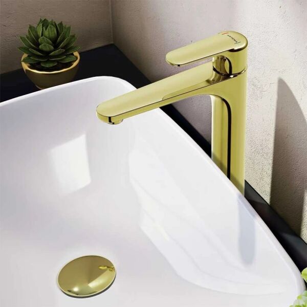 Artema Root Round Tezgah üstü Lavabo Bataryası, Altın