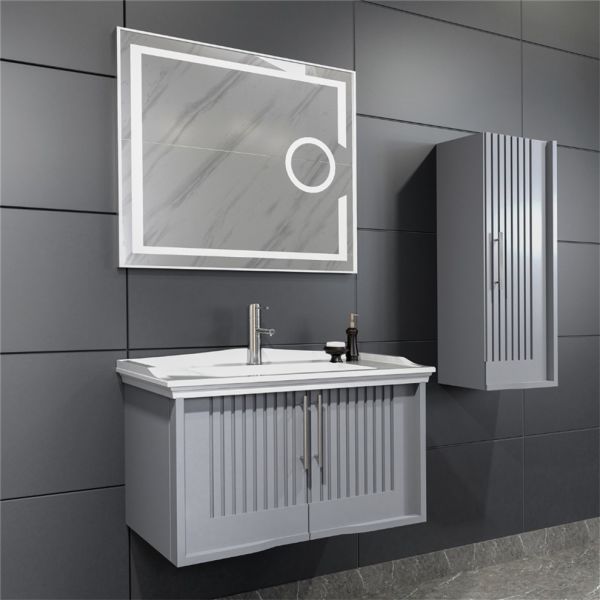Aquanil Sagra 80 cm  Banyo Dolabı Gri