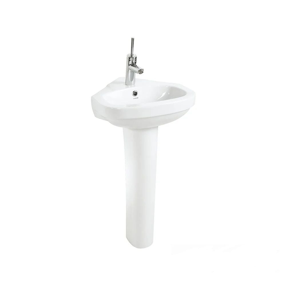CREAVİT Vitroya 45x45 cm Köşe Lavabo, Vitroya Tam Ayak